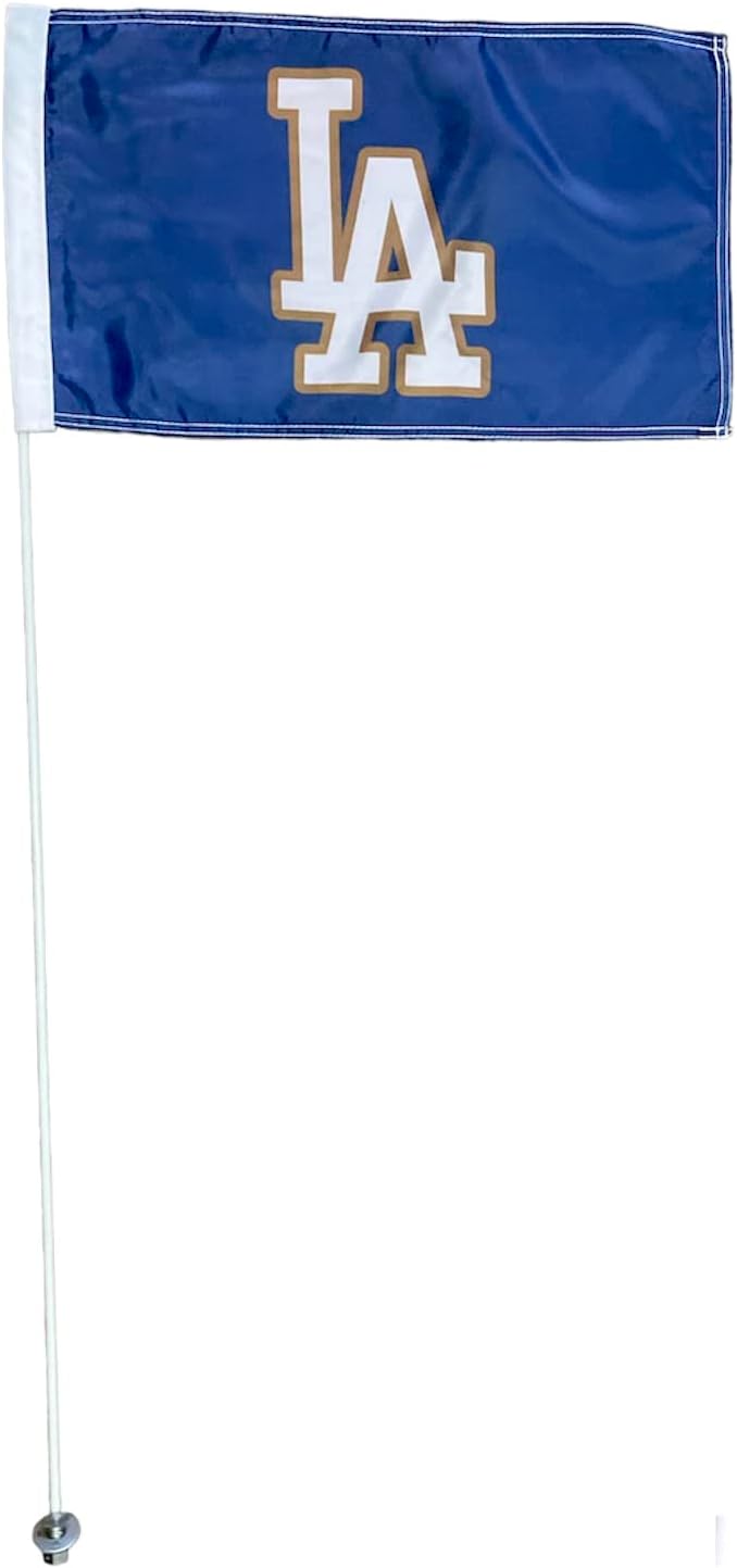 JLP 6 Ft Tall 1/4 In Pole 19x12 In Flag Off-Road 4X4 ATV Glamis Sand Dunes PWC LA Blue And Gold
