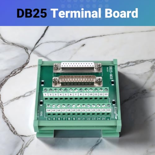 Módulo de interfaz DB25 macho/hembra con bloque de terminales sobre carril DIN industrial 7