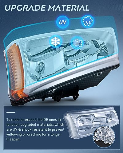 Image of Nilight Headlight Assembly for 2003 2004 2005 2006 Chevy Silverado Avalanche 1500 1500HD 2500 2500HD 3500 Chevrolet Pickup Replacement Headlamp Housing Bumper Lamp Set
