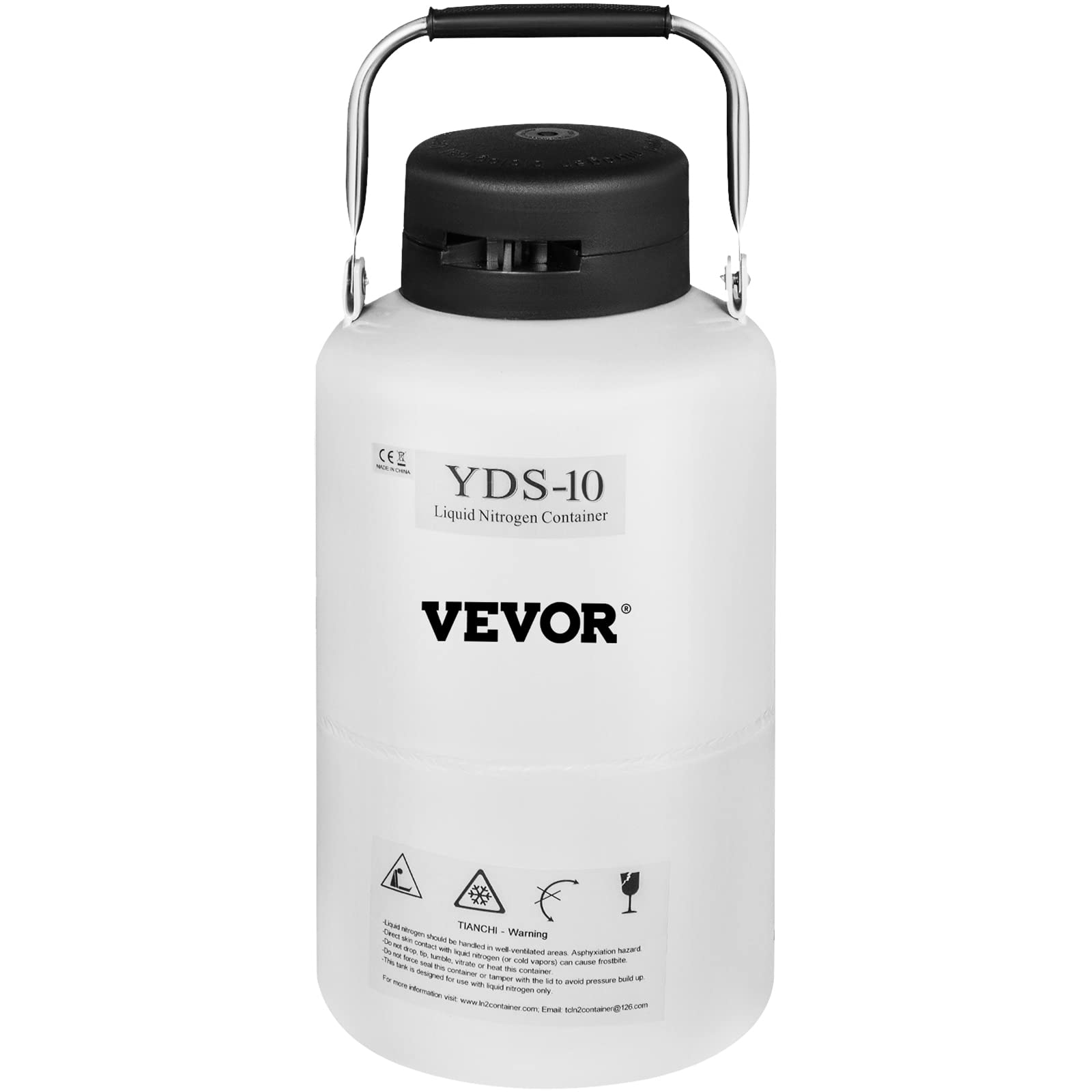 VEVOR 10L Contenitore per Azoto Liquido Contenitore di Azoto Liquido per Serbatoio di Azoto Liquido