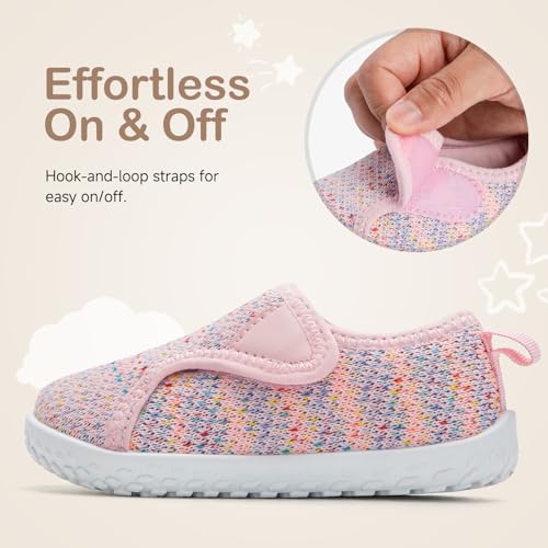 Image of nerteo Toddler Boy Girl Sneakers Wide Toe Box Adjustable Barefoot Slip on Shoes Lightweight Walking Running Non-Slip Breathable Tennis Athletic School Gym Shoes