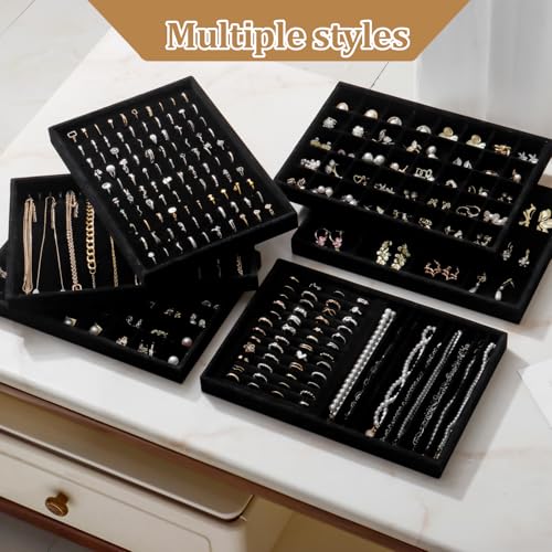 Image of Large Velvet Jewelry Tray Display Drawer Inserts 2 Pack