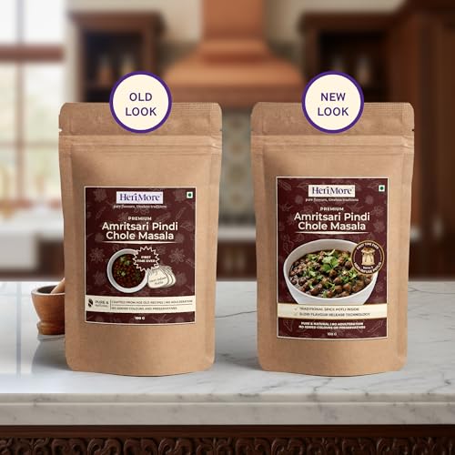 Image of HeriMore Amritsari Pindi Chole Masala, 100g | Authentic Punjabi Chole Spice Powder, Jain Friendly, No Onion Garlic, Natural & Preservative-Free