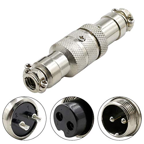 Conector de aviación GX16-2P 2 pines metálico resistente agua miniatura 3
