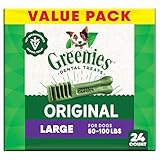 Greenies Original Large Dental Dog Treats, 36 oz. Pack (24 Treats)