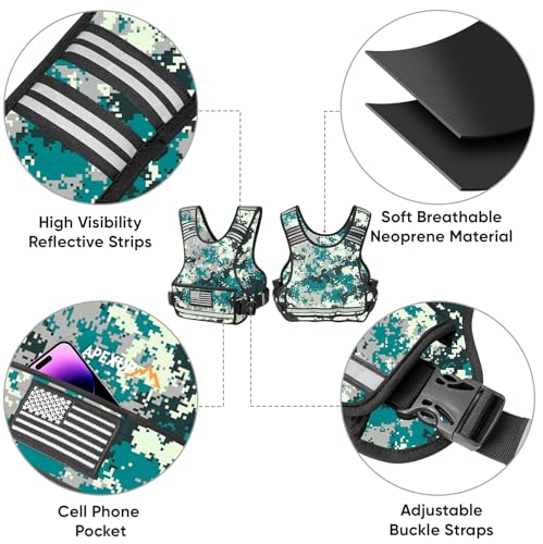 Image of APEXUP Adjustable Weighted Vest, 4-10lb /12-18lb /20-32lb Vest with 6 Ironsand Weights and Large Pocket, Weight Vest for Men Women Strength Training, Running, Walking