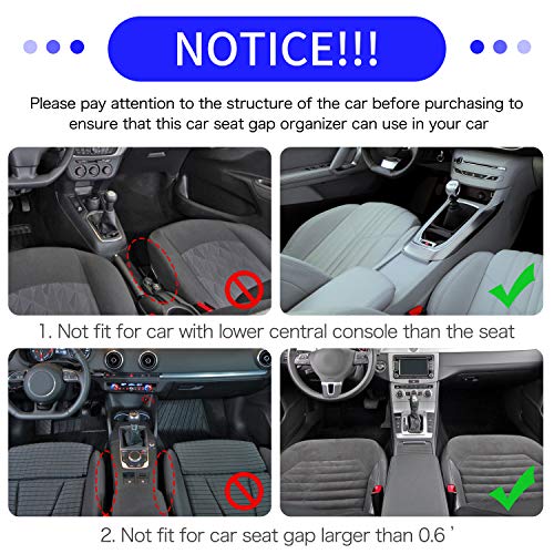 Car Seat Gap Filler Organizer 2 Packs PU Leather Front Seat Organizer with Cup Holder, Storage Box, Console Side Pocket for Cellphone, Wallet, Coins, Keys, Cups, Cards, Sunglass (Black)