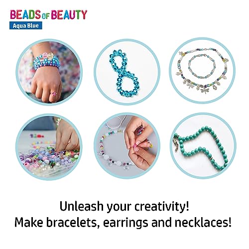 Image of FLO Toys Multicolor Beads Aqua Blue Theme Jewellery Making Kit for Girls & Women | DIY Beads Set with Charms, Thread, Hooks & Rings | Bracelet, Necklace, Earring & Craft Making Kit