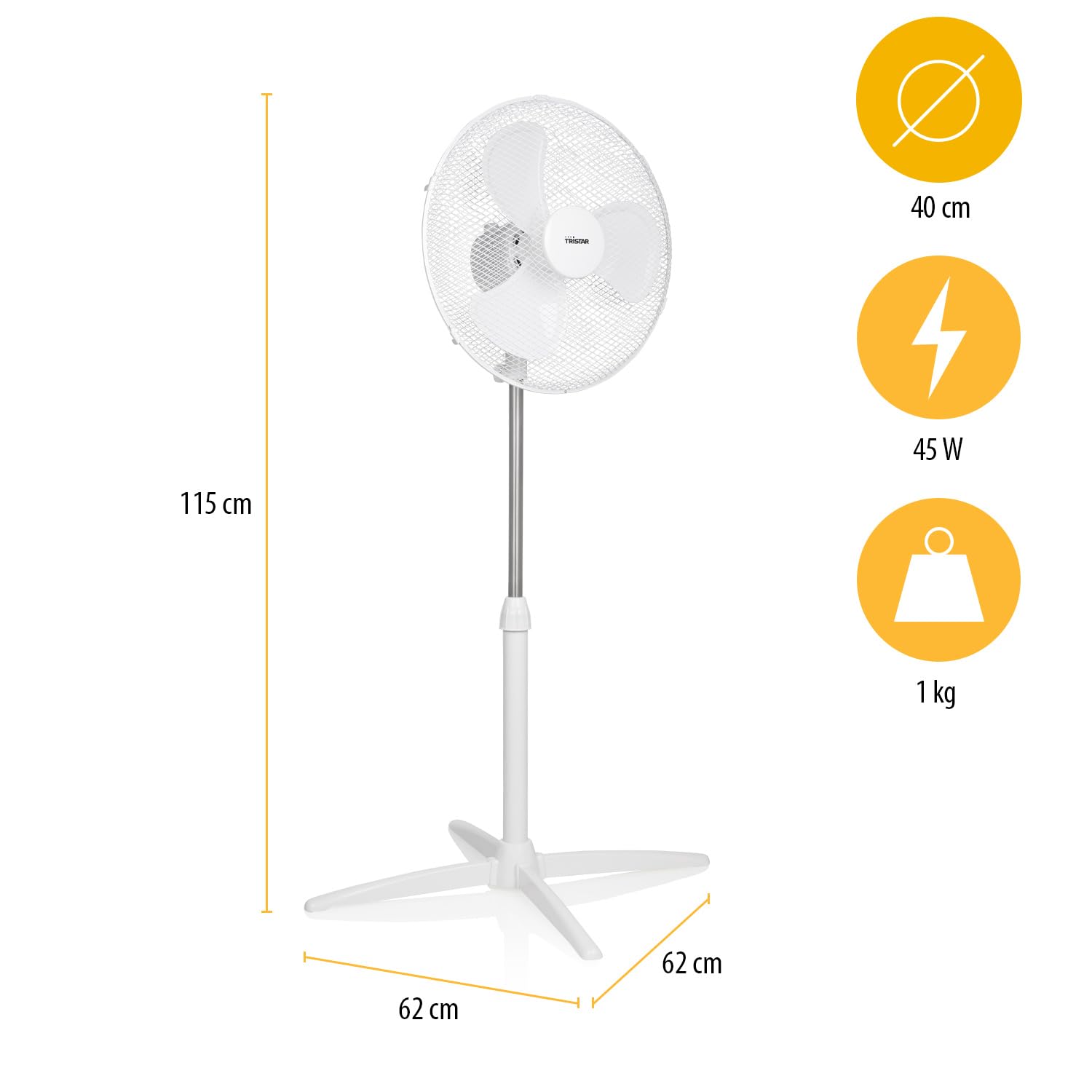 Tristar VE-5756 Ventilador de Pie 45W 40cm Negro
