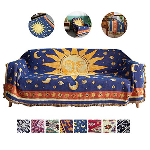 Boho Throw Blanket For Couch, Soft Woven Cotton Jacquard Tassels Throw Blankets For Bed Bohemian Couch Sofa Chair Slipcover Bedspreads Knitted Rug Bed Couch Protector Case For Home Office Decor #TOP4