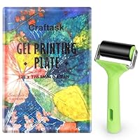 Craftask Gel Druckplatte mit Gummiwalze, 13x18 cm Transparent Monoprinting Druckplatte (5x7 iinch)