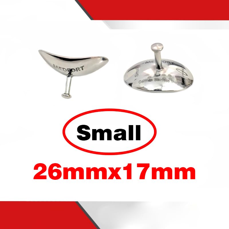 Medfort Corneal Eye Shield Protector Stainless Steel laser eye shields Both Sides Mirror Finish Laser & Eye Protection Set of 2 (Silver, Small (26 x 17mm))