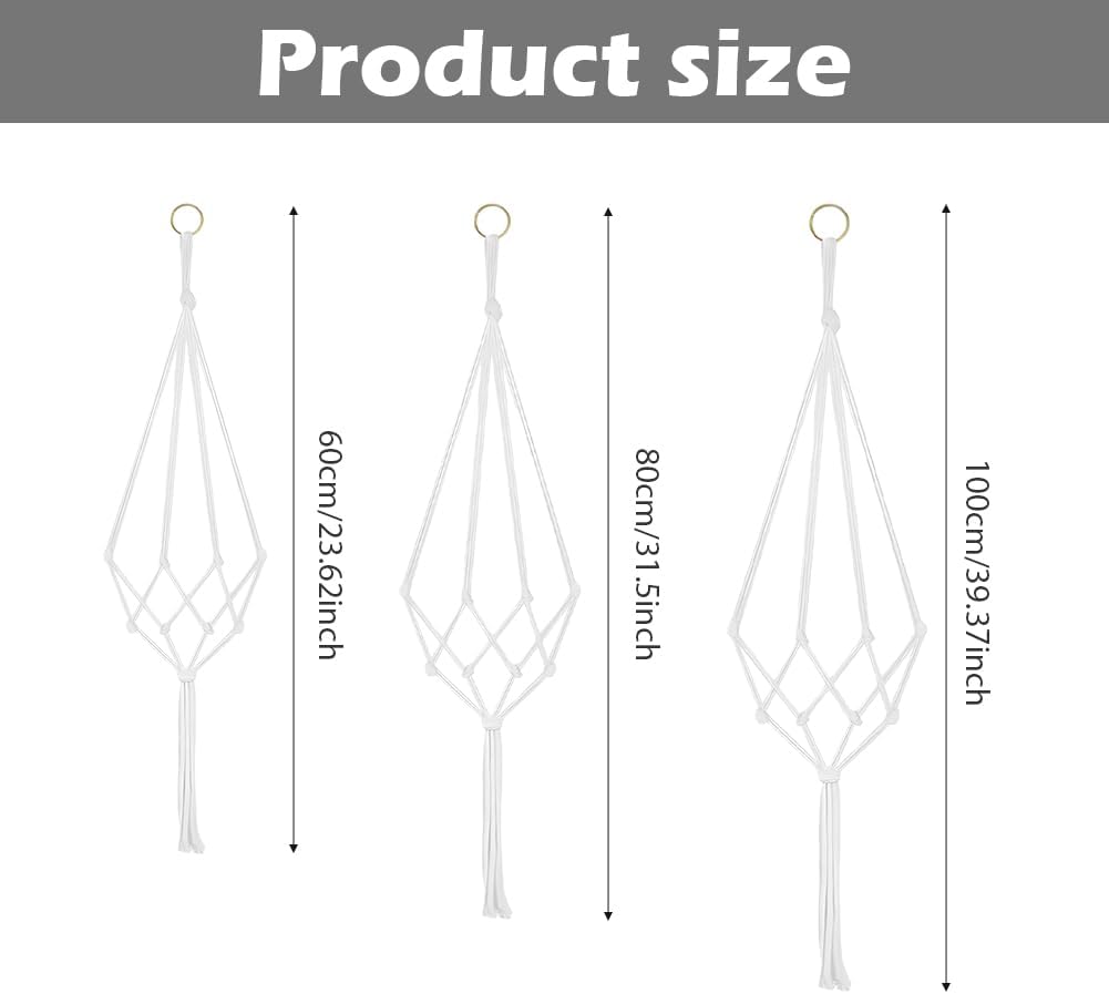 6 Pack Macrame Plant Hanger Indoor Hanging Planter for Plants Holder with 3 Sizes 23.62",31.5",39.37" Crochet Plant Holder Stand,for Home Bedroom Window Farmhouse Decor