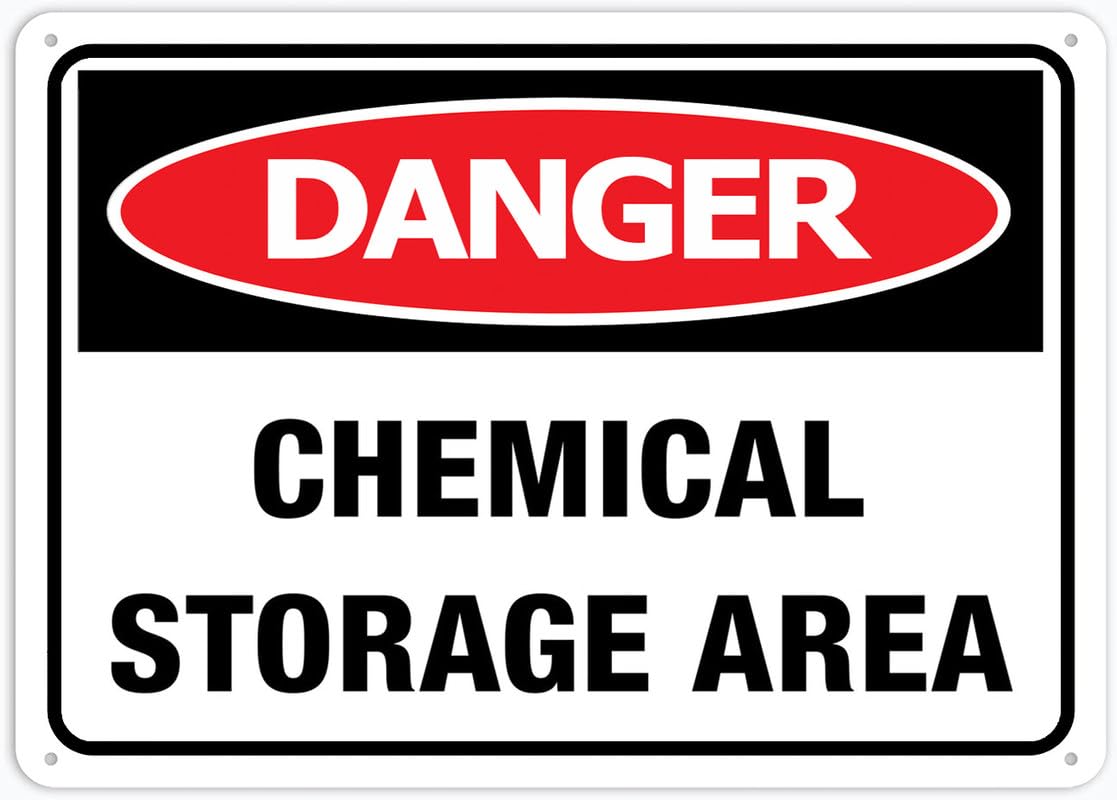 Danger Chemical Storage Area Aluminum Metal Sign 12"x8" Premium Aluminum Sun-Proof Rust-Free For Home/Yard Use