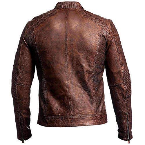 Men's Leather Jacket Cafe Racer Biker Style Retro Stripes Jacket, Motorcycle Racing Leather Jacket Men3