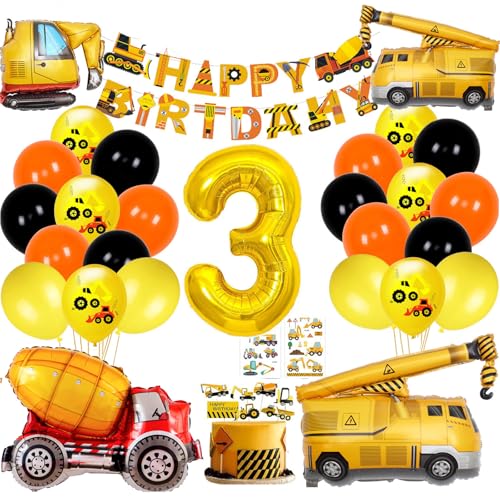 Image of Construction Birthday Party Supplies,Party Decorations Kits 3 Year Olds Construction Birthday Party Supplies Foil Balloons for Construction Theme BirthdayParty