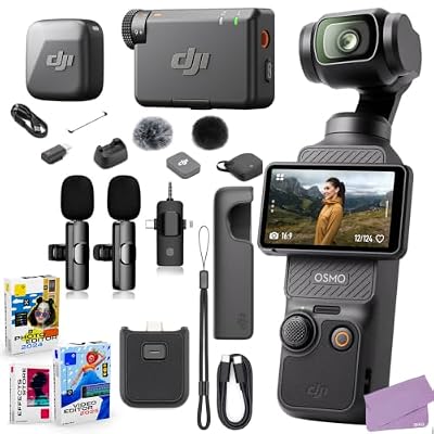 DJI Osmo Pocket 3 Mic Mini Compact Wireless Microphone System Bundle + Additional 2X Wireless Microphone System, Photo/Video Editing Software (22 Items)