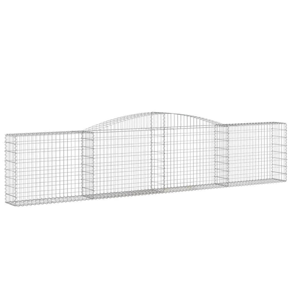 Gaviones galvanizados con arco alto, 3 unidades, 400 x 30 x 80/100 cm, para barrera de jardín y privacidad, cestas de alambre estables de hierro para piedras como decoración y protección contra
