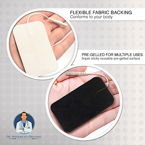 Dr. Frederick's Original Reusable Tens Unit Pigtail Electrodes - 2X4 Inches - 44 Pack - Self-Adhesive Electrodes Pre-Gelled - Tens - Fes - Nmes #TOP2
