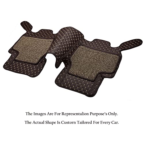 Image of NCEHEAL Premium 7D Car Floor Mat for Model Y Custom Fitted, Luxury Car Foot Mats Compatible with Tesla Model Y, Set of 3 Pcs, 100% Waterproof and Washable, Classic Coffee with Coffee Thread