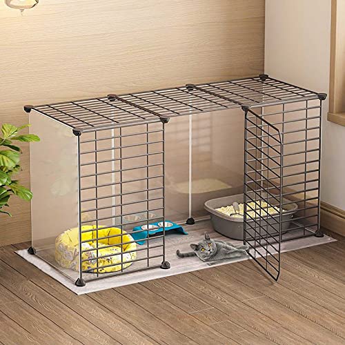 UQACHG Jaula para Gatos - Corralito para Gatos, Recinto para Gatos, Jaula para Hurones De Interior, Jaulas para Perros Pequeños, Casetas para Gatos De Interior, Jau,Black-111X39X47CM
