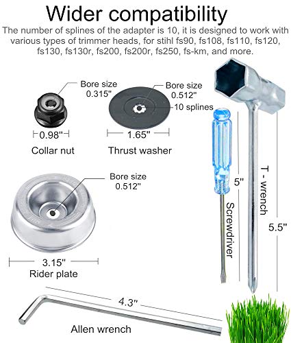 GS Alderaul Brush Blade Adapter Kit, Trimmer Blade Adapter Kit, Complete Gardening Machine Brush Cutter Blade Adapter Attachment Maintenance Washer Kit for String Trimmers, Weed Eater. (6Pcs) - Thumbnail 5