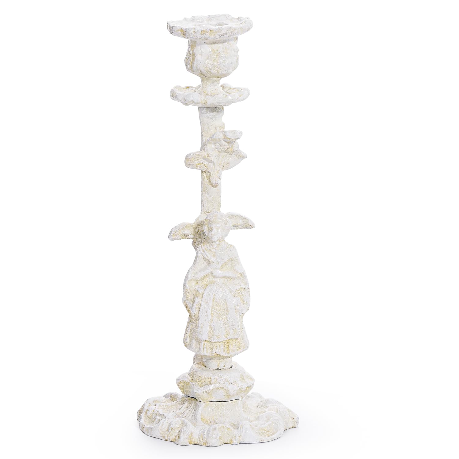 Sungmor Świecznik żeliwny w stylu vintage, 25,9 cm wysokości, rustykalna figurka szlachecki, dekoracyjny stojak na świece stożkowe do domu, blatu, ekspozycji kominka, gotyckiego, średniowiecznego lub
