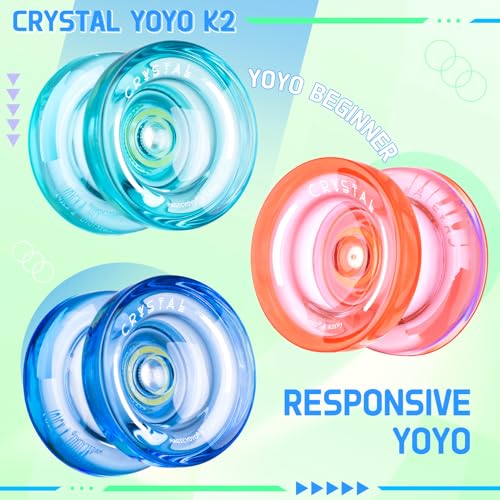 Image of MAGICYOYO K2 Plus Crystal Yoyos for Kids, Dual Purpose Responsive Yo-yo for Beginner, Replacement Unresponsive Bearing for Intermediate, + 15 Strings, 3 Bags,3 Bearing Removers(Green + Blue + Orange) | Dual Purpose Yo-yos Replacement Unresponsive Bearing for Adults /Advanced+18 Strings+Accessory Kit(Green+Blue+Orange)