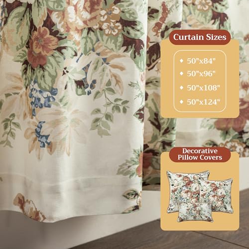 Image of Maison d' Hermine Curtains for Living Room 100% Cotton 50 inchx96 inch (Pack of 1) | 96 inches long Light Filtering Curtains for Windows Bedroom with Rod and Loop Pockets - Abbeville