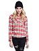 Awesome21 Women's Flannel Plaid Checker Rolled up Shirts Blouse Top