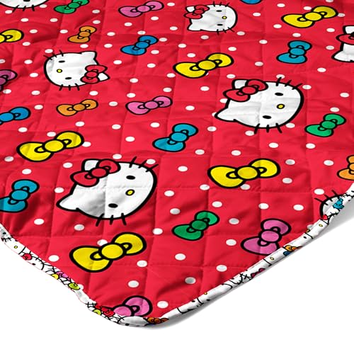 Image of Northwest Sanrio Hello Kitty Rainbow Bows Quilted Throw, Comfy Throw, Adults Boys Girls, Soft Lightweight for Chair or Couch, 60 x 80 inches