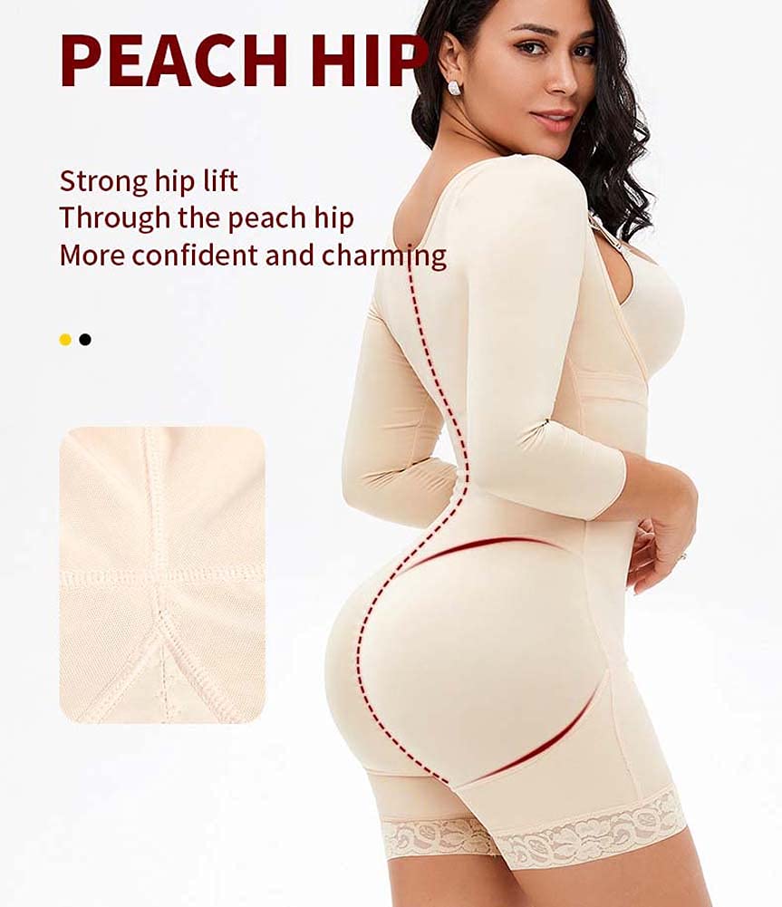 XYNSNDB Body z długim rękawem dla kobiet Wyszczuplający brzuch Butt Lifter Plus Size Body wyszczuplają talię