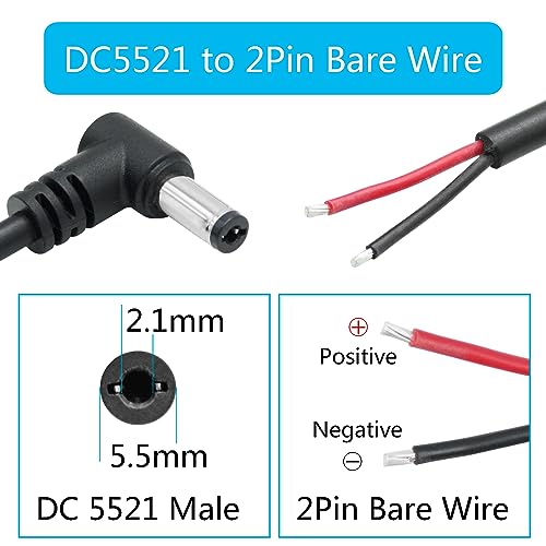 Cable de alimentación macho CC contra roturas de cable en espacios estrechos con codo de 90 grados 4