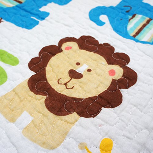 Abreeze Cute Lion Nursery Bed Blanket Elephant Giraffe Coverlet Quilt Bedspread Throw Blanket For Boys Cotton Quilt Crib Comforter Soft Toddler Quilt 43" X 51" #TOP2