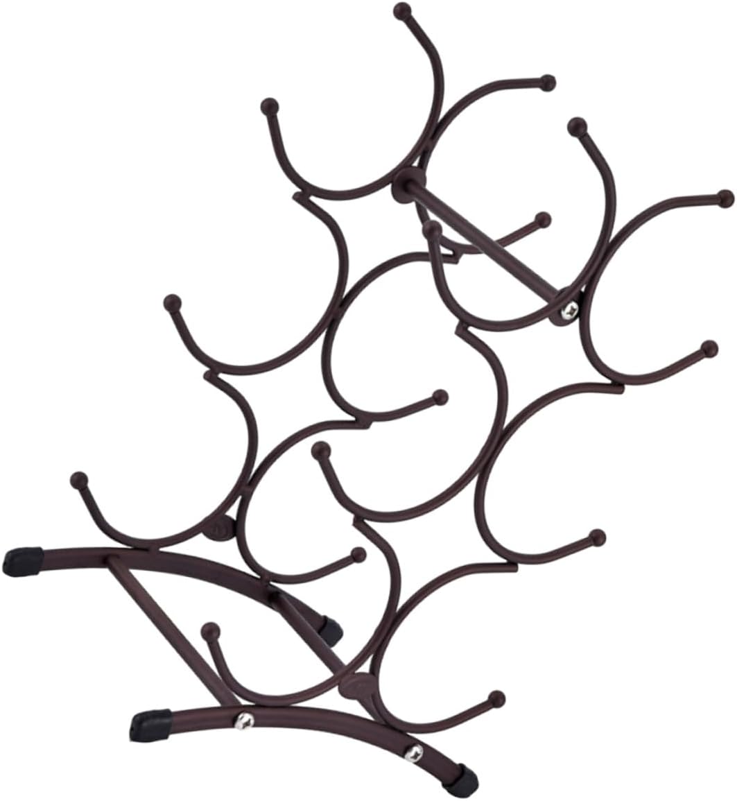 Detachable Metal Wine Rack 6-Bottle Holder Countertop Wine Bottle Shelf for Home Kitchen Rustic Copper Finish