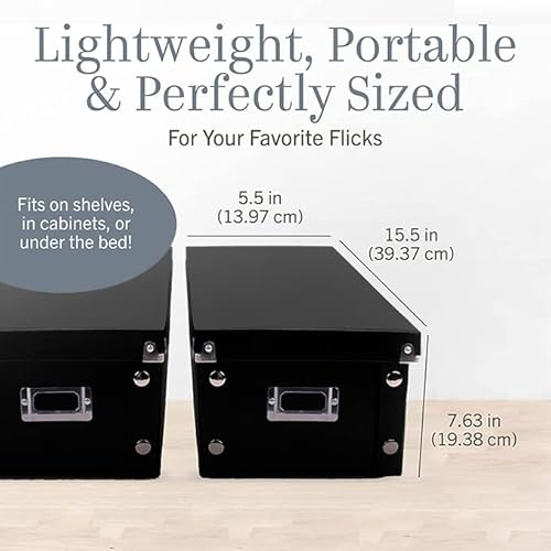 Snap-N-Store Dvd Storage Box - Pack Of 1 - Durable 6 X 8.2 X 16.5 Inch Movie Organizer - Disc Holder With Lid To Store Up To 26 Dvd Cases - Glossy Black With Chrome Accents #TOP4