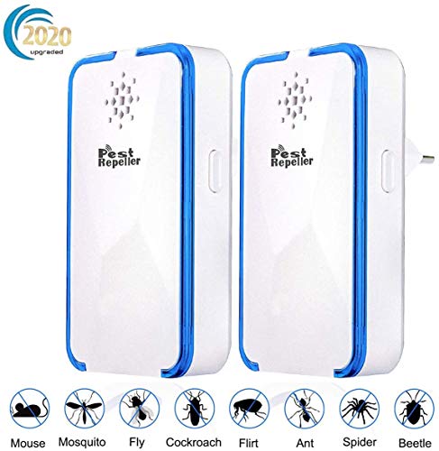 Repelente Ultrasonico, Repelente Ultrasónico de Control de Plagas,Anti Cucarachas, Moscas, Mosquitos, Ratones, Arañas,100% Inofensivo para Mascotas y Humanos