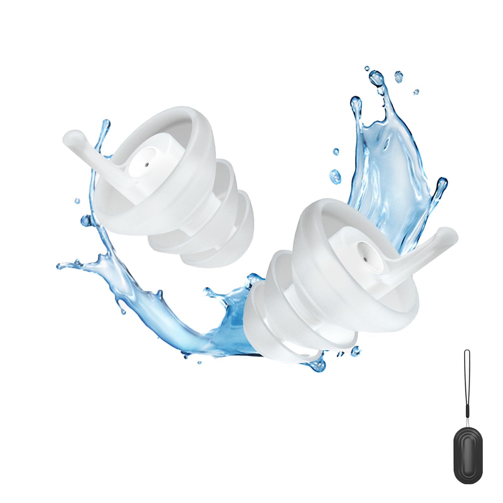 Waterproof Swimming Ear Plugs, Reusable Water Protection Earplugs for Swimming, Surfing, Snorkeling | 3-Flange Design for Ear Infection Prevention | 2 Sizes with Packaging Box