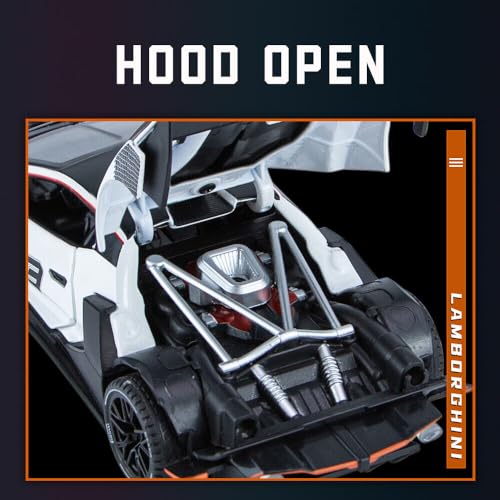 Image of DEOXY 1:24 Scale Lamborghini Essenza SCV12 Model Car Diecast Toy Cars Kids Toys with Sound and Light Door Can Be Opened Toy Vehicle for Kids Gift (White)
