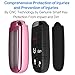 Compatible with Jeep Key Fob Cover with Leather Keychain Soft TPU Protection Key Case for Grand Cherokee Renegade Chrysler 200 300 Dodge RAM Durango Challenger Journey Dart Fiat Smart Key Pink