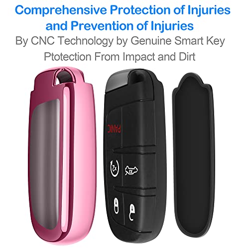 Funda para llavero Jeep Dodge RAM Chrysler Durango smart key rosa 4
