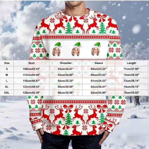 Ugly Christmas Sweaters With Face Print Funny Custom Sweatshirt For Men Women Personalized Red Green Couples Xmas Sweater4