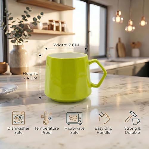 Image of U.P.C. Premium Bone China Ceramic Coffee Mug Set of 6 with 6 Coasters | Designer Tea & Coffee Cups |Printed Ceramic Mug Set | Tea Cups for Home,Office.