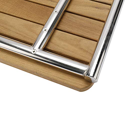 HYDDNice 22"x16" Wall Mounted Teak Folding Shower Seat Bench Bathroom Stool Solid Wood Fold Down & 316 Stainless Steel Accessories