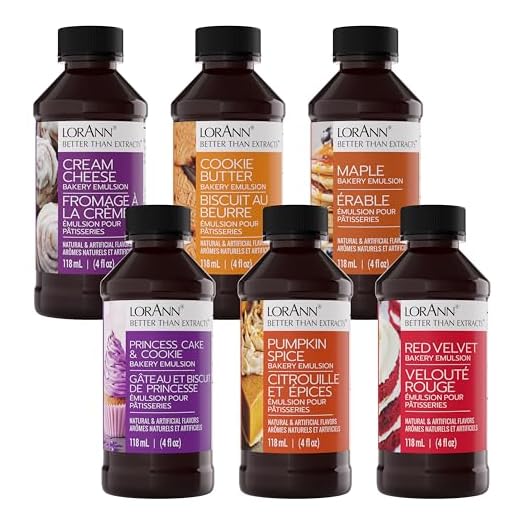 LorAnn Bakery Emulsion Baker's Secret Variety Pack - Cream Cheese, Cookie Butter, Maple, Princess Cake & Cookie, Pumpkin Spice and Red Velvet (4 oz. bottle of each flavor)…