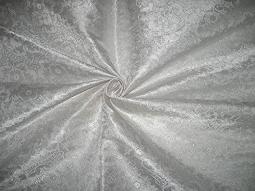 Tissu brocart en soie blanc ivoire BRO107 tissus ameublement au yard jacquard