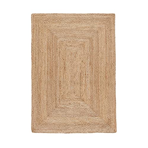 Image of Jute Braided Natural Hand Woven & Reversible Rug for Living Room Kitchen Entryway, Farmhouse Rustic Burlap Carpet Floor Mat (Jute, 3X5-feet)
