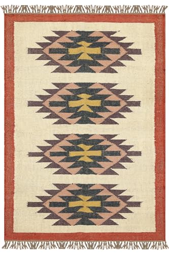 Tapis beige 2,1 m lavable et résistant pour table de séjour