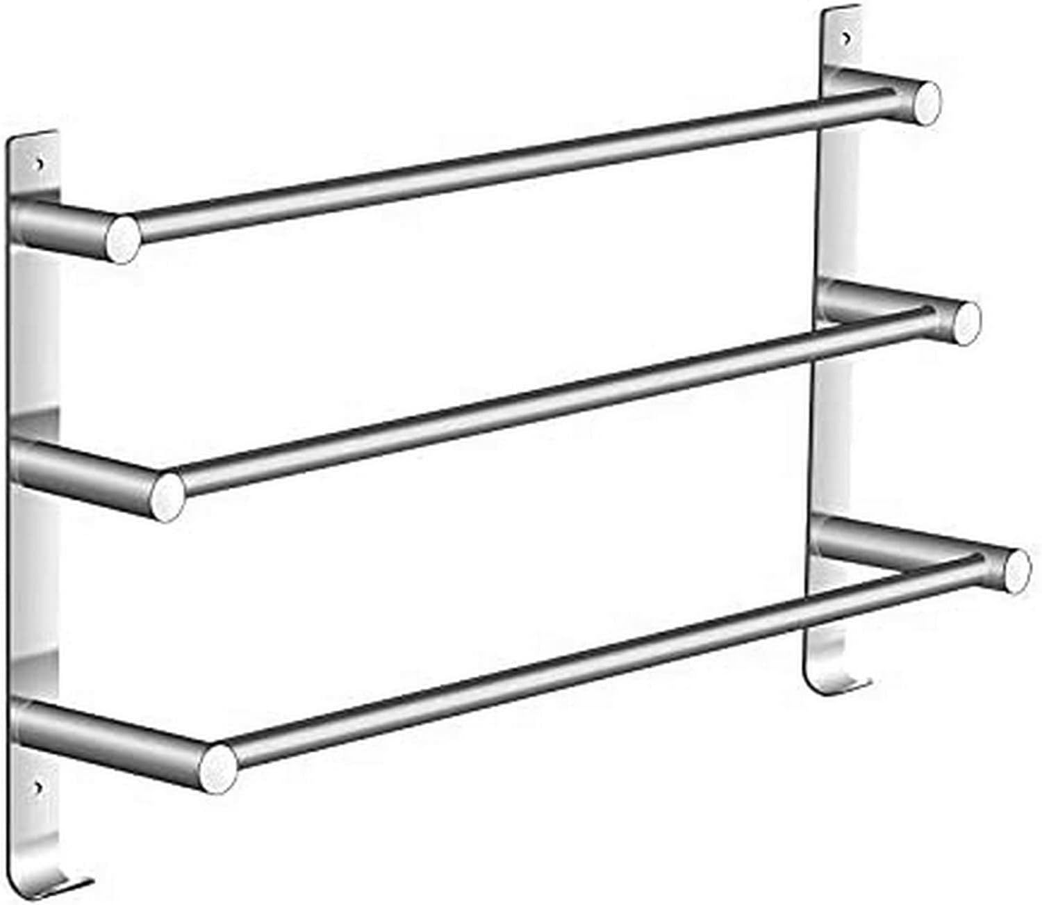Riel para toallas de pared en acero inoxidable con tres niveles de carga