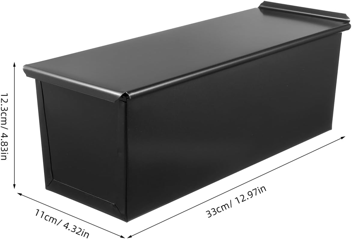 Bread Cake Pan Baking with Lid : Housoutil Loaf Pan Flat Toast Box Stainless Steel Bread Toast Molds - Bakeware for Kitchen Baking - Black - Image 4